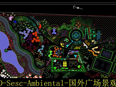  國外廣場景觀cad施工圖 