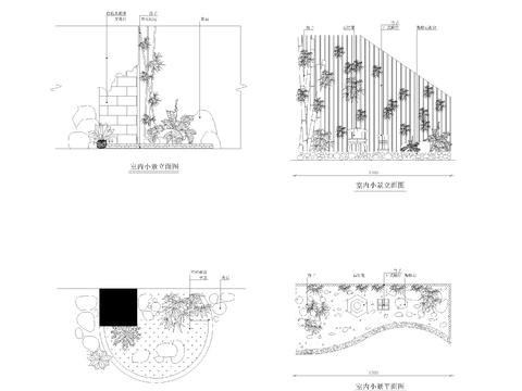  庭院园林竹子景观cad施工图 