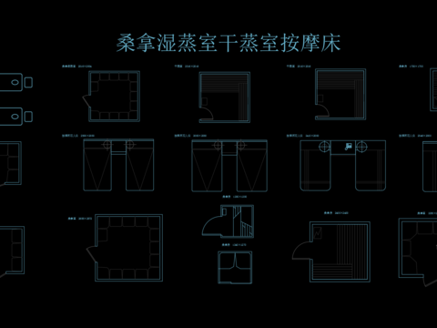  桑拿湿蒸室干蒸室按摩床cad图库 