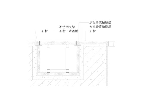  水池边缘下水口剖面cad节点大样 