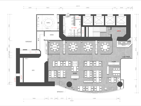  500㎡私房菜中餐厅cad平面图 