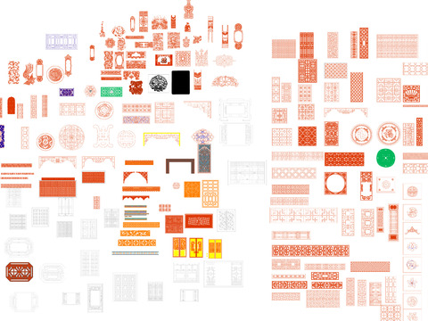  镂空雕花cad图库 