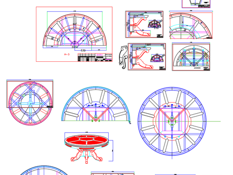  独脚圆几cad详图 