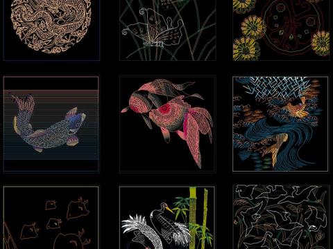  中式传统国画CAD图库 