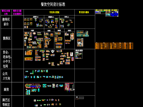  餐饮空间平面设计cad图库 