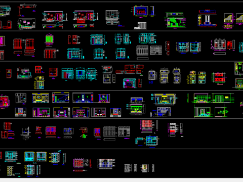  室内装修立面cad图库 