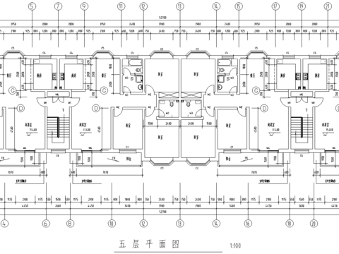  建筑住宅平面CAD施工圖 