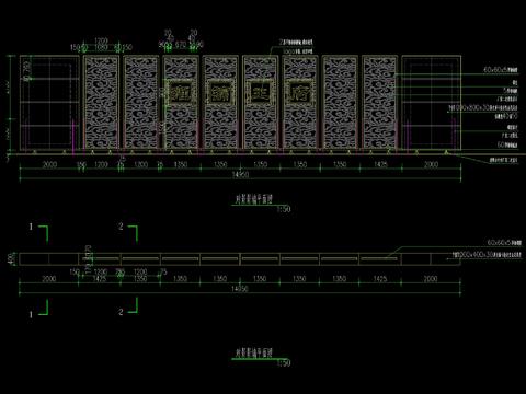  新中式 云纹铁艺镂空 LOGO景墙节点大样 