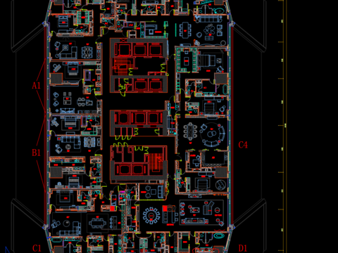  超豪华大平层总平方案图cad平面图 