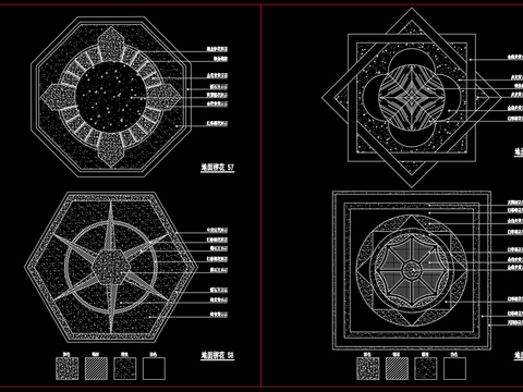  欧式构件拼花CAD图库 