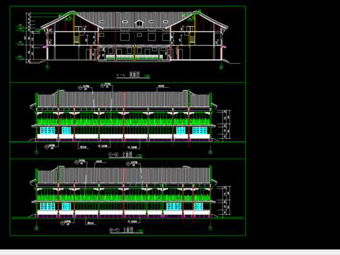  苏区民居剖立面图 