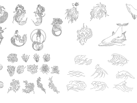  艺术美女造型cad图库 