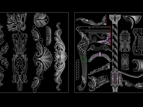  欧式雕花cad图库 