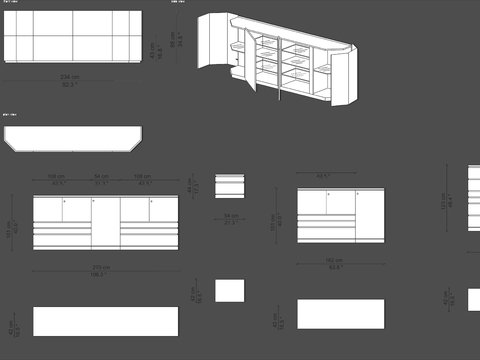  碗柜 储物柜cad图库 