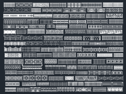  铁艺护栏 围栏 栏杆CAD图库 