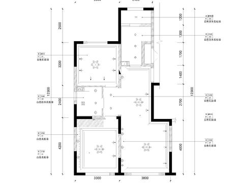  现代客厅平面cad施工图 