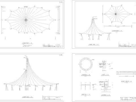  拉膜亭CAD节点大样 