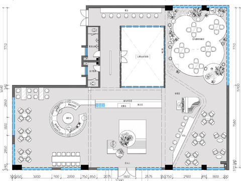  餐饮店CAD平面图 