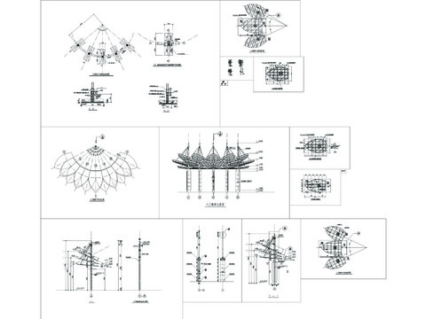  花树入口钢架CAD施工图图 