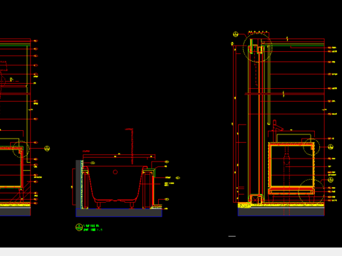  别墅浴室cad节点大样图 