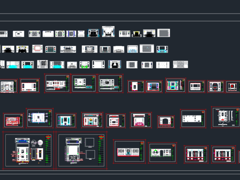  整木墙板背景墙cad模块 