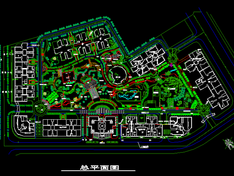  小區(qū)規(guī)劃綠化CAD施工圖 