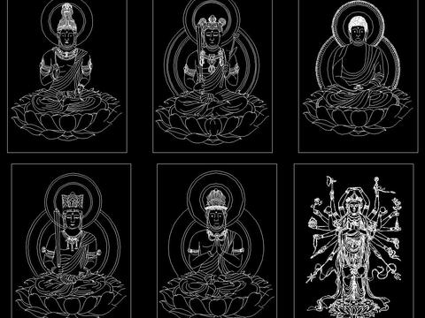  观音佛像佛祖cad图库 