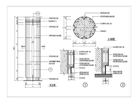  饰面板装饰柱详图CAD施工图 