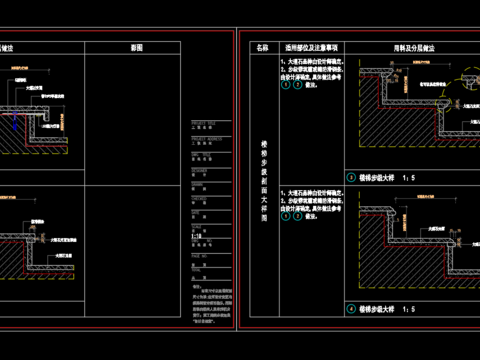  常用楼梯踏步施工cad节点图 