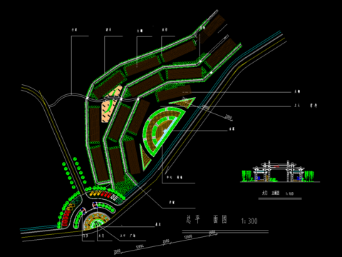  某公园平面布置及部分节点大样图 