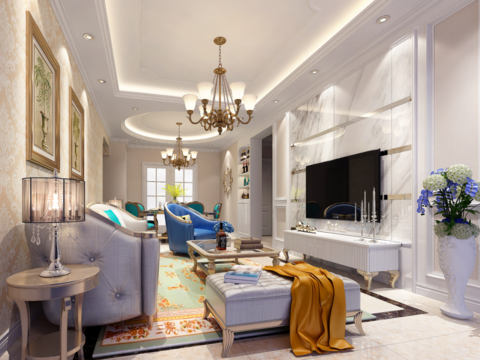  碧桂园欧式客餐厅卧室CAD施工图 