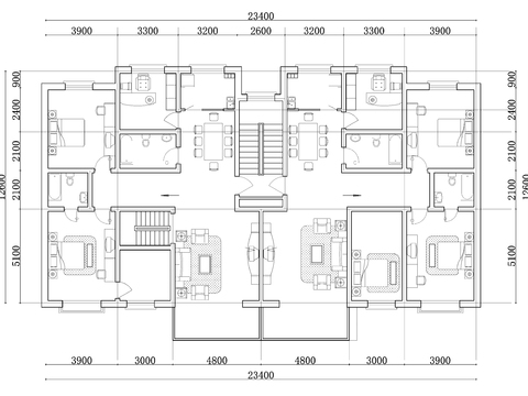  330m²公寓住宅cad平面图 
