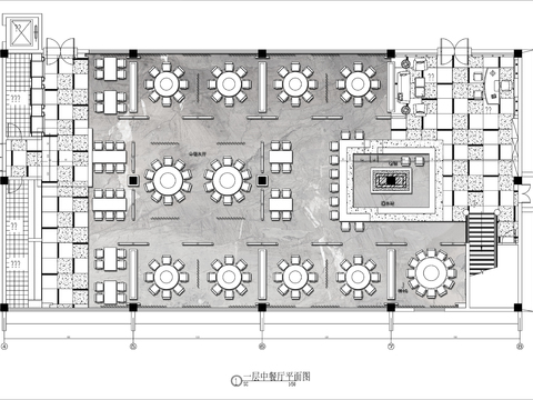  550㎡现代融合餐厅cad平面图 