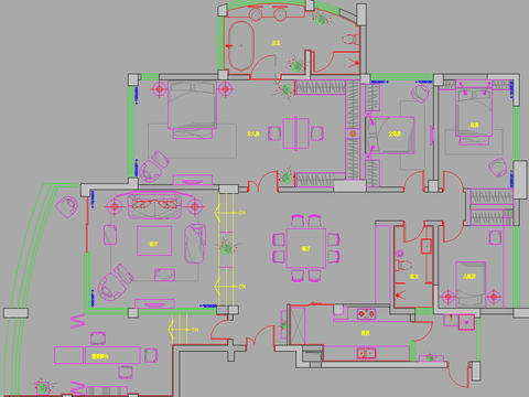  武汉东湖天下样板房装修CAD施工图 