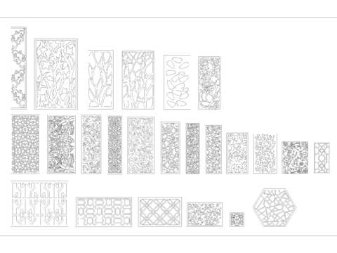  镂空雕花屏风CAD图块 