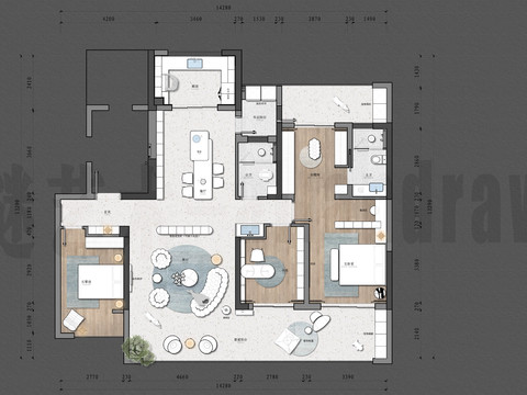  大平层165m²两版CAD平面图 