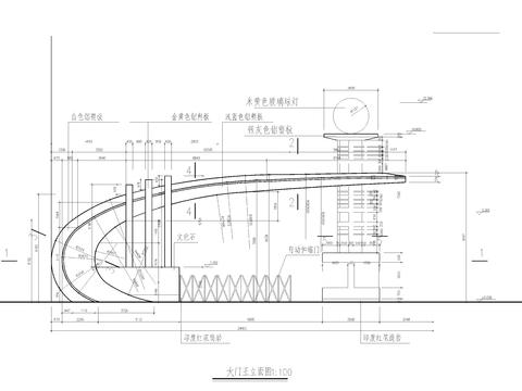 現(xiàn)代風(fēng)格大門(mén)建筑結(jié)構(gòu)cad施工圖 