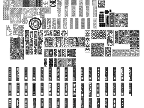  中式雕花屏风CAD图库 