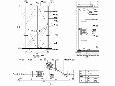  不锈钢边框玻璃门 平开门cad施工图 