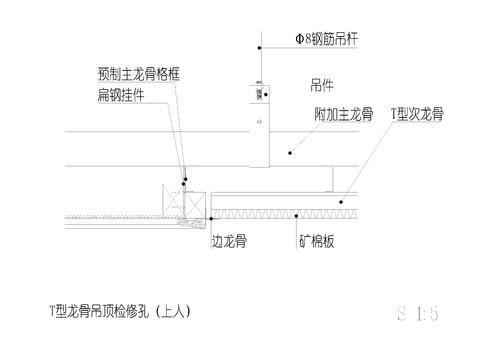  矿棉板与检修口交接节点大样 