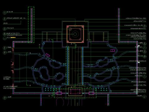  自然景石挡墙跌水CAD节点大样 
