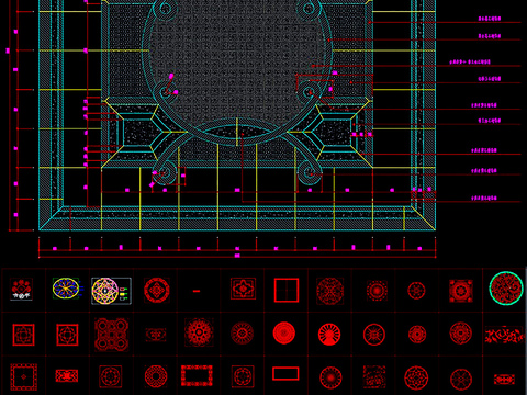  地面拼花石材拼花腰线图库装修CAD图库 