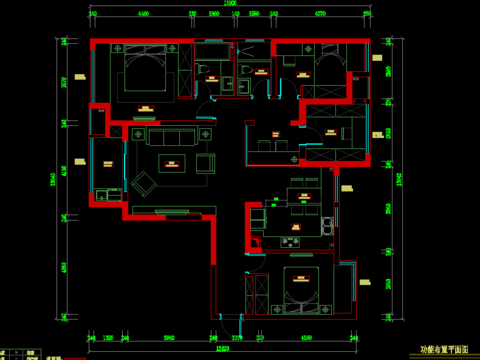  3室2厅客餐厅立面图CAD施工图 