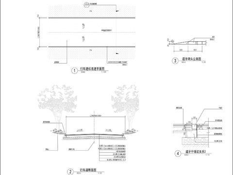  沥青路面行车道cad大样图 
