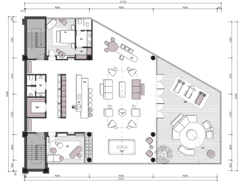 异形会所室内cad平面图 