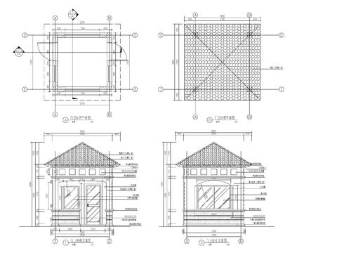  欧式小区入口门卫cad大样图 