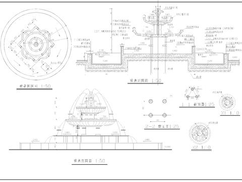  喷泉CAD图纸节点大样图 