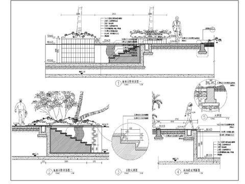 泳池台阶cad大样图 
