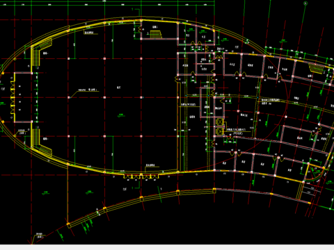  食堂平面和屋顶网架 
