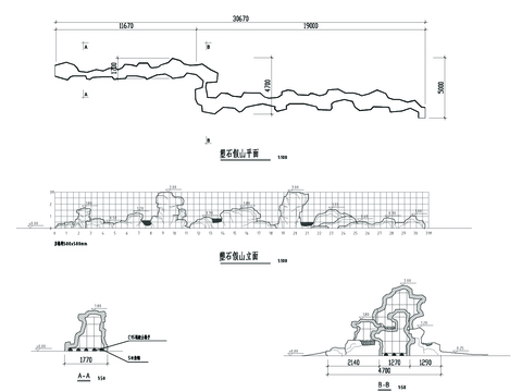  塑石假山节点大样 